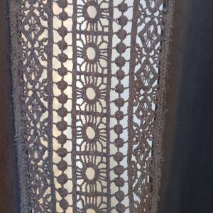 Chico’s Travelers CROCHET LACE Sz 2 US 12 - 14 Black Open Front STRETCH